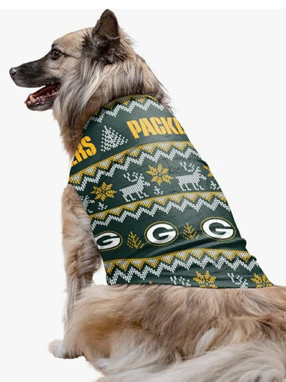 Green & Gold Packers Dog Holiday Sweater -Packers Pet Shirt size L 35-45 LBS NWT